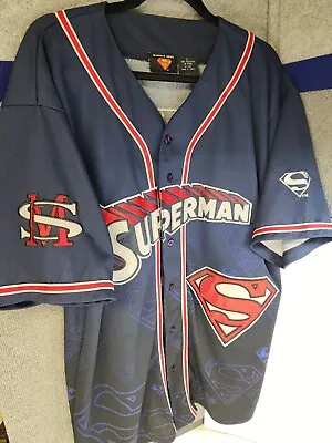 VINTAGE SUPERMAN EMROIDERED WARNER BROS JERSEY * L * 2001  Used  • $18