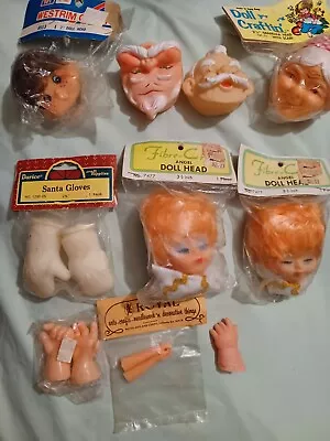 10 Pc Lot Vintage Craft Vinyl Doll Faces Heads Arms  Parts • $7.25