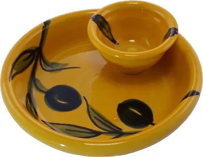 Olive Dish With Integral Bowl For Pips 15x 5cm Spanish Handmade Ceramic Pottery  • £15.99