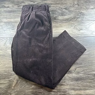 Eddie Bauer Corduroy Pants Men's 42x34 Tall Brown Cords Relaxed Baggy Loose Wide • $16.97