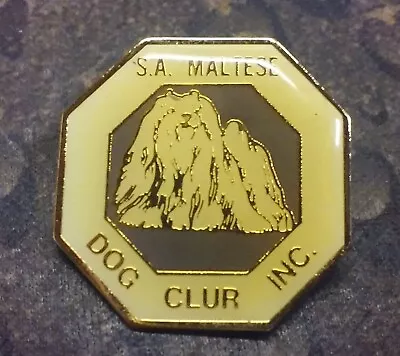 S.A. Maltese Dog Club Inc. Vintage Pin Badge With Typo • $12.85