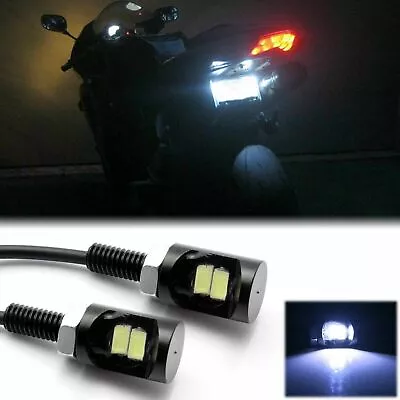 White 5730 2-SMD Bolt-On LED License Plate Screw Rear Light Bulbs For Motorcycle • $9.49