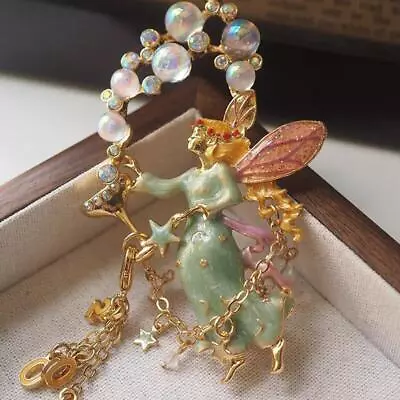 Vintage Art Nouveau Style Fairy Beauty Brooch Shawl Pin Pendant Jewelry Unique • $5.49