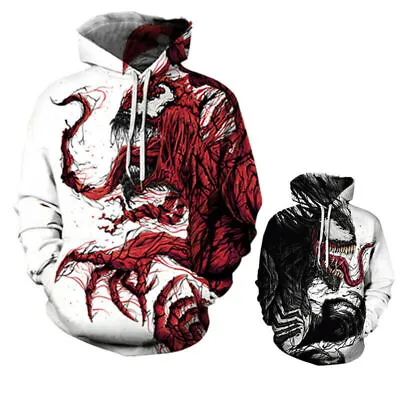Marvel Venom 3D Print Fleece Hoodie Men Women Sweatshirt Thick Pullover Coat • £19.31