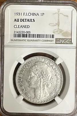 1931 French Indo-China Vietnam 1 Piastre Silver Coin NGC AU Details • $200