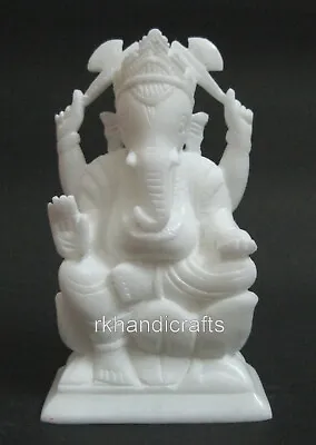 6.5 Inches Intricate Work Vinayaka Sculpture For Reception Marble Bappa Statue • $110.83