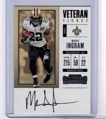 2017 Panini Contenders Mark Ingram Veteran Ticket Auto #383 • $19.99