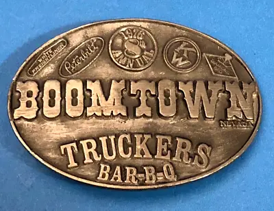 1976 Boomtown Truckers Bar-b-q Truck Belt Buckle Peterbilt Kenworth Mack • $35