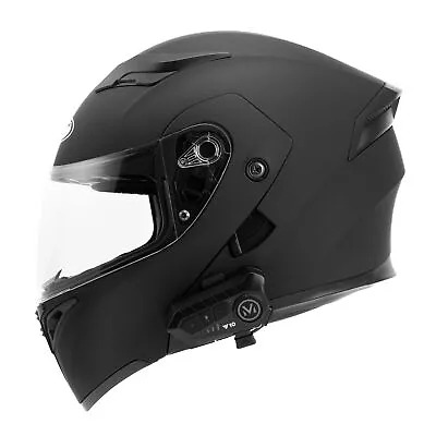 DOT Modular Motorcycle Bluetooth Helmet Full Face Dual Visor FlipUp Black Helmet • $90.99