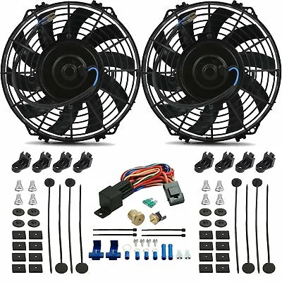 Dual 9-10 Inch Electric Car Truck Fan 3/8  Npt 180f Thermostat Switch Wiring Kit • $79.95