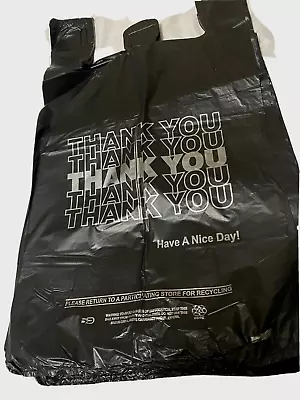 Bags 1/6 Black 21 X 6.5 X 11.5  Thank You  T-Shirt Plastic Grocery Shopping Bags • $62.95