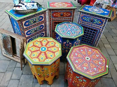 £95 • Buy Hand Craftad Moroccan Red Side Table (50x42cm