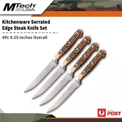 Elk Ridge 9.25 Inch 4 Pieces Kitchenware Serrated Edge Steak Knife Set #er-963 • $80.50
