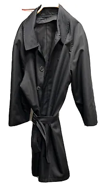 Raincoat Belted Large Medium Black Size 42 April Showers Full Length Lightweight • $18.64