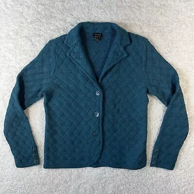 Talbots Merino Wool Cardigan Sweater Womens Medium Blue Long Sleeve • $25