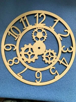 Wooden MDF Cog With Numbers Clock Face Blank 25cm And 29cm • £8.50