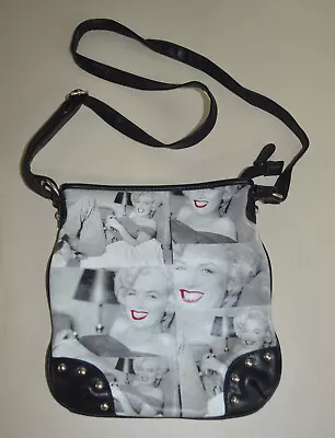 Marilyn Monroe Print Crossbody Black Purse  10 X 9 • $16.98