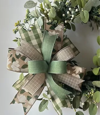 Farmhouse Magnolia Bow Front Door Wreath Bow Spring Bow Summer Bow Ships Free • $19.75