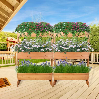 Cedar Wood Vertical Plant Bed Elevated Herb Planter Grow Space-saving 3 Tier Box • $48.98