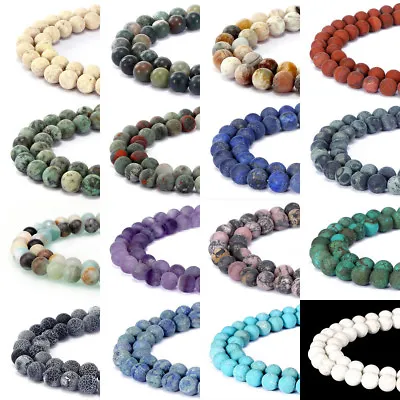 Natural Matte Gemstone Round Spacer Loose Beads 15.5''  4mm 6mm 8mm 10mm 12mm • $6.99