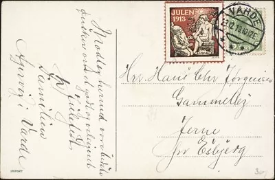 DENMARK 1913. Post Card 97  Xmas Seal 10 Varde • $9.50