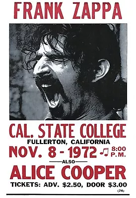 Frank Zappa 13  X 19  Re-Print Music Concert Poster • $19.95