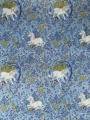 Far Far Away Heather Ross Unicorns Fairytale In Blue Fabric 39657 54in X 31in Pc • $15.95