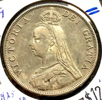 1889 Great Britain Double Florin Sterling Silver Coin - Queen Victoria (710) • $88.30