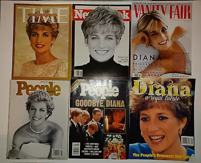 Lot Of 6 Princess Diana Magazines- 5 Tribute Magazines & Vanity Fair July 1997 • $34.99