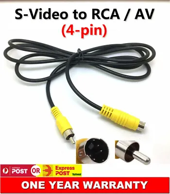 1.5m S-video To Rca Av Cable Dvd Cord Svhs S-vhs M/m Tv 4pin Gold Male Cord Au • $9.95
