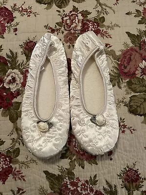 New Isotoner Women's Satin Ballerina Slippers Sz Large 8-9 Porcelain Rose • $15