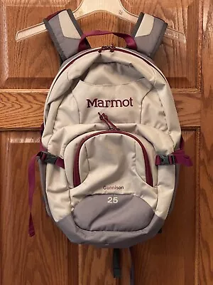 MARMOT Gunnison 25 Backpack Gray Burgundy Excellent Used Condition • $39.99