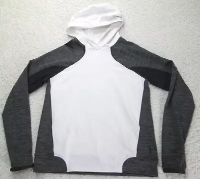 UNDER ARMOUR Shirt Mens Medium White Gray Cold Gear Fitted Stretch Hooded Casual • $10.97