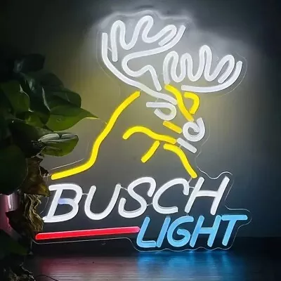 Busch Light Deer Neon Sign USB Wall Decor Man Cave Garage Vintage LED Beer Sign • $49.99