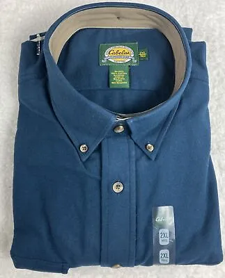 NWT VTG Cabela's Soft Chamois Shirt 2XL Blue Mallard Med Wgt Cotton Btn • $29.72