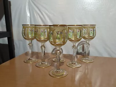 Vintage Moser Hand Painted Goblets In Pristine Condition - Amazing Glasses  • $425