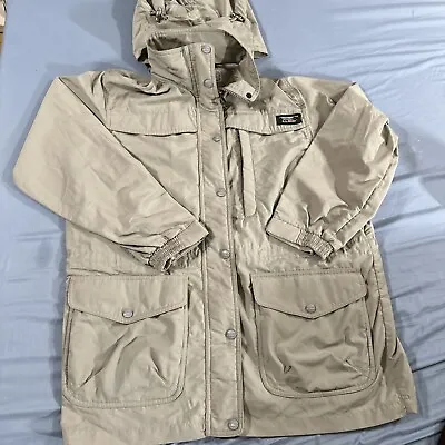 LL Bean Vintage Tan Beige Jacket Windbreaker Hooded Size Small Regular  Women’s • $24.99