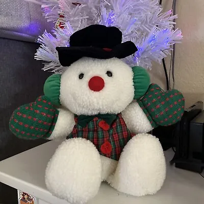 Plush Animated Snowman With Spinning Twirling Hat Plaid Suit Ear Muffs Singing • $29