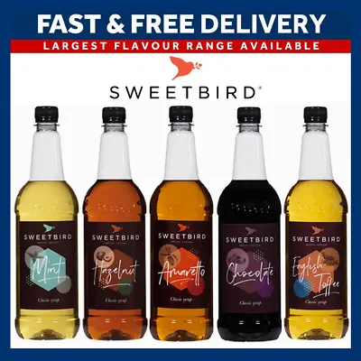£10.39 • Buy Sweetbird Syrups | Classic Range For Coffee & Cocktails  | 1L Plastic Bottles 