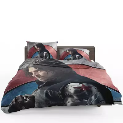 Captain America Civil War Sebastian Stan Winter Soldier Quilt Duvet Cover Set • £43.19