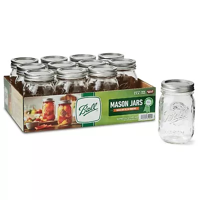 16oz Pint Mason Jars With Lids & Bands 12 Count • $14.50