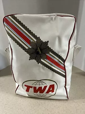 Twa Airlines Vinyl Zippered Travel Bag   10  W X 13  T • $16