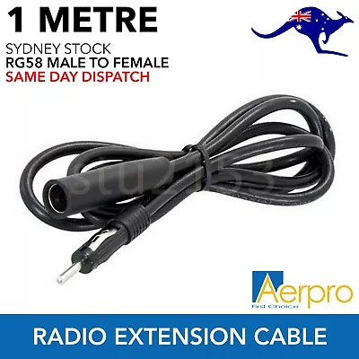 Radio Antenna Aerial Extension Lead Cable Car Coax AM FM Male Female 1m • $8.95