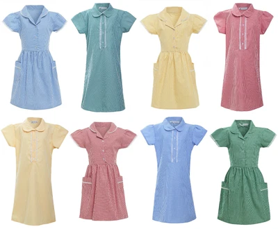 £7.95 • Buy Girls School Dress Uniform Marks And Spencer Viscose Gingham Check Lace Collar