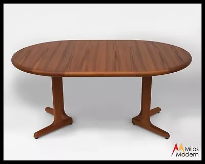 Vtg. 70s Mid-Century Danish Modern Teak Wood Dining Table Round Oval W/ Leaf • $2995.95
