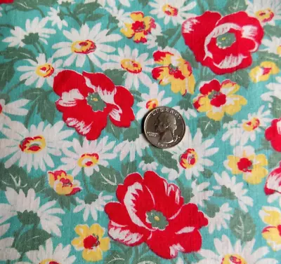 Vintage Full Feed Sack Flour Sack Floral Cotton Quilt Fabric 35x48 Flower Daisy • $29.88