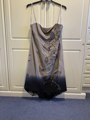 £6.99 • Buy Karen Millen Size 12 Evening Dress Silver/grey/taupe Dip Dye Effect