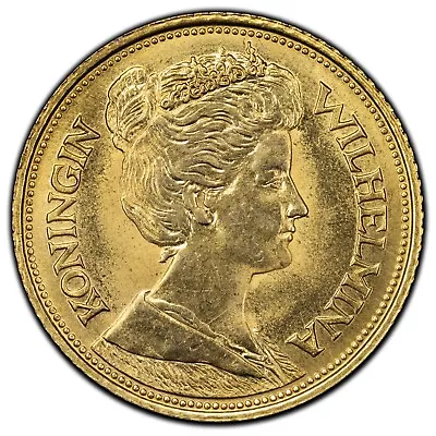 1912 Netherlands 5 Gulden Gold Coin - 	Wilhelmina • $450.66