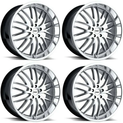 $1184 • Buy Set 4 18  TSW Snetterton 18x8 Hyper Silver W/ Mirror Cut Lip 5x110 Wheels 40mm