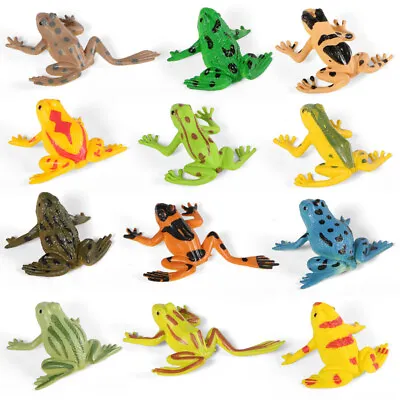 12PCS Small-Toy Frogs Character Figure Fun Toys Plastic Realistic Frog Model • $13.23